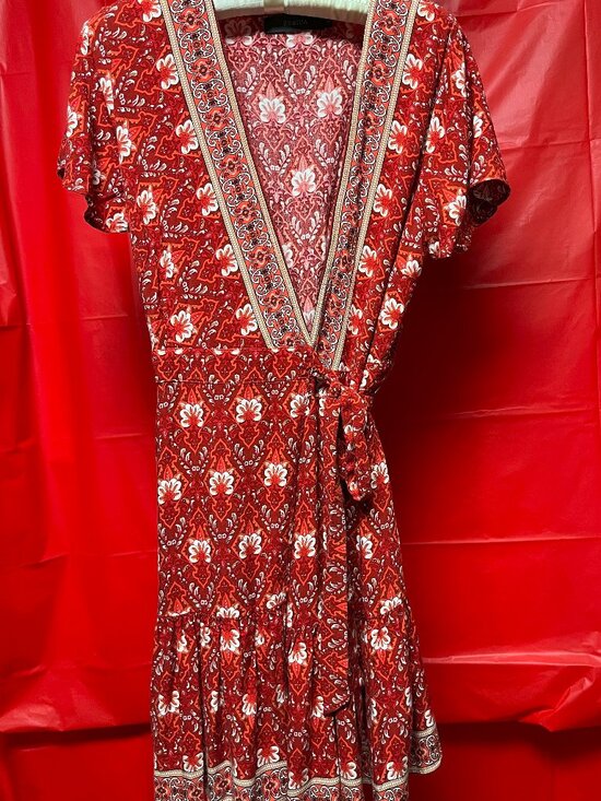 Zesica Dresses & Skirts - Zesica red-orange wrap dress. Bohemian style, size s.